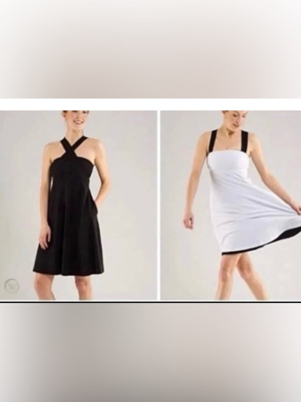 Black and White Strap Detail Women’s Dress